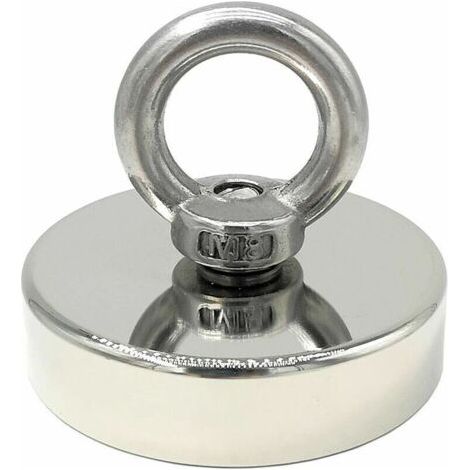 Aimant en néodyme super puissant 120 kg - Aimants puissants - Idéal pour la pêche magnétique - Ø 60 mm avec œillet en néodyme (1/4)