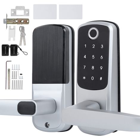 Serrure connectée WiFi Tuya Écran tactile Biométrique Empreinte digitale Code Carte Clé mécanique Alliage de zinc