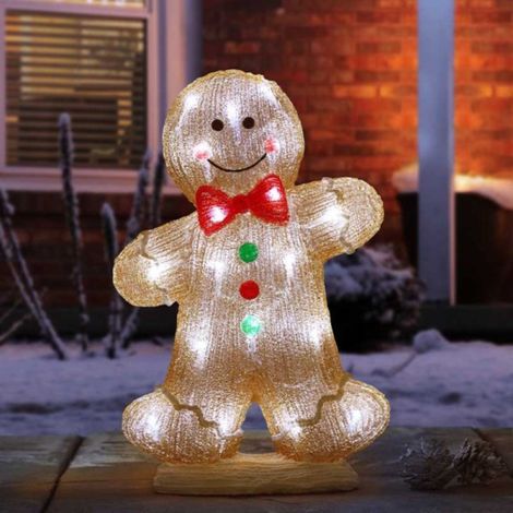 30cm Battery Operated Light up Christmas Gingerbread Boy with Cool White LEDs (1/5)