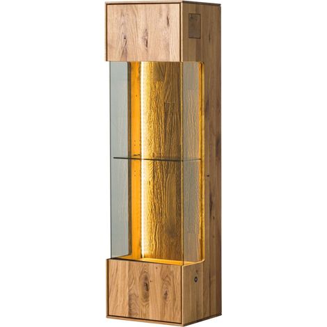 Vitrine murale en bois de Chêne 37x32x130 naturel huilé WIEN 232 (1/4)