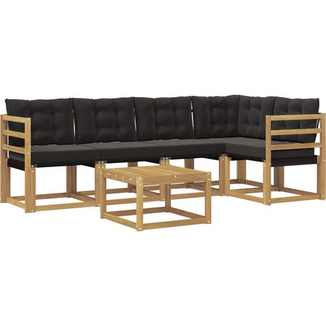 Outdoor Sofa Set with Cushion 6 pcs White and Black vidaXL