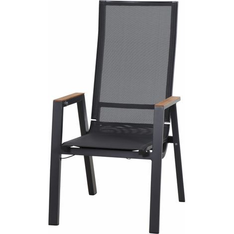 Siena Garden Rondo Relax Move Sessel Hochlehner Aluminium matt-anthrazit Armlehnen Teak M21920 (1/5)