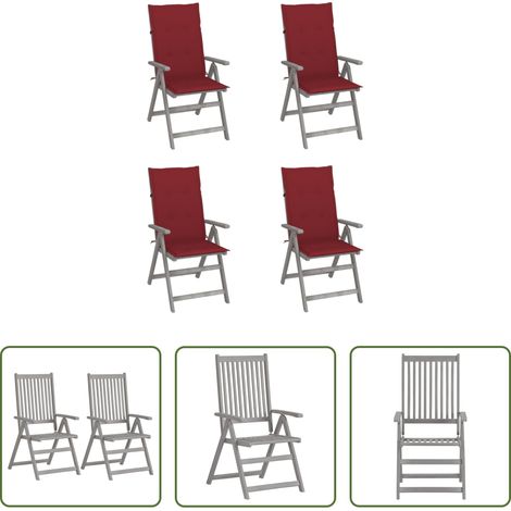 Hochlehner - Hochlehner Verstellbar 4 Stk. mit Auflagen Massivholz Akazie (1/5)