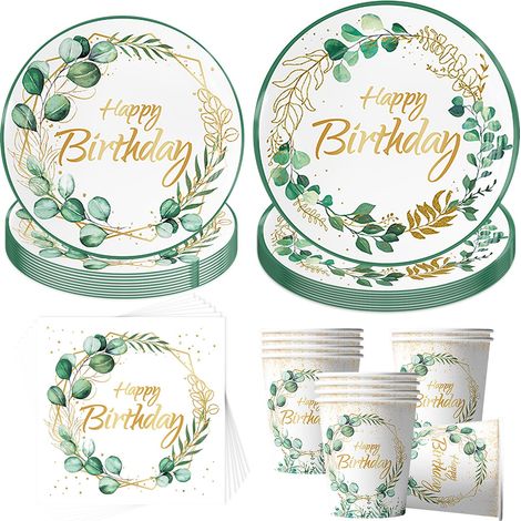 Kit Vaisselle Anniversaire, assiettes, serviettes et gobelets, décoration de table, décoration d'anniversaire, Assiette Carton Papier Tasses Serviettes Nappe pour Fête de Noël (1/5)