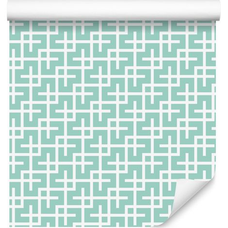 Carta da parati con motivo geometrico color menta per soggiorno e camera da letto, 50x1000 cm (1/5)