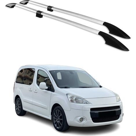 Barres de toit longitudinales pour Peugeot Partner Tepee 2008-18 L1 Alu Gris 2x