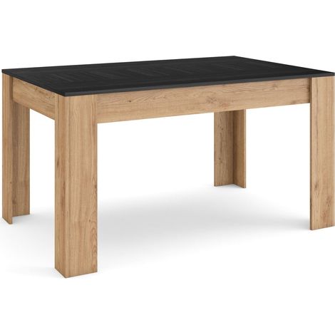 Skraut Home - Tavolo da Pranzo, Cucina, Sala da pranzo, 140x90x76 cm, Per 6 persone, Tavolo Cucina, Stile moderno, Nero e rovere (1/5)