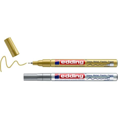 Rotulador de pintura metálica dorada y plateada, punta de 0,8 mm, referencia 780 4-780-2-1-53-54, paquete de 1