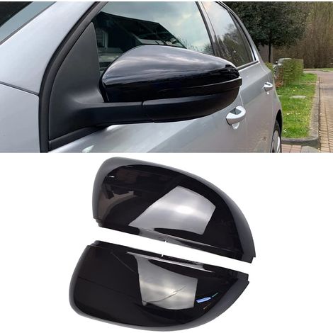 Applicable 1 paire Couvercle de rétroviseur de rétroviseur gauche Couvercles de miroir à droite pour VW Golf 6 MK6 T-ouran (Noir brillant)