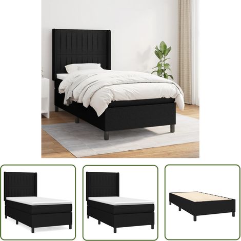 The Living Store Boxspringbett mit Matratze Schwarz 90x190 cm Stoff - Boxspringbett - Doppelbett - Schlafsystem - Bettenrahmen - Lattenrost (1/5)