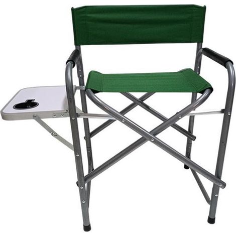Sedia da Regista Pieghevole con Tavolino Laterale e Porta Bicchiere per Campeggio Giardino Pesca e Outdoor in Metallo e Tessuto Poliestere 600D  cm 83x47x80 poltrona Comfort  Colori Assortiti. - color