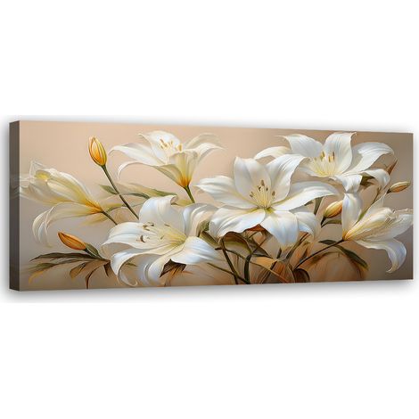 Tableau déco Bouquet de Lys Blancs Fleurs Plantes 90x30 (1/5)