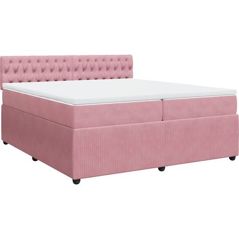 Maison Exclusive - Cama box spring con colchón terciopelo rosa 20