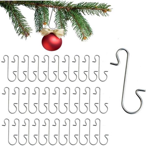 100 Pièces Crochets D'Ornement de Noël,Cintre Suspension Arbre Noël,Crochet pour Boules Noël en Forme de S,Noël Crochets Cintres,Attache Boule de Noel pour Accrocher Décoration Noël (argent) (1/5)