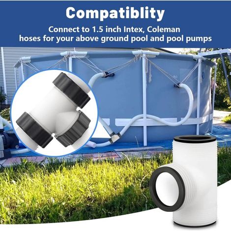 Connecteur de type T Intex de 1,5 pouce de type M et connecteur de type T pour pompes de filtration de piscine compatibles avec les pompes de piscine de marque Intex et Coleman. (1/3)