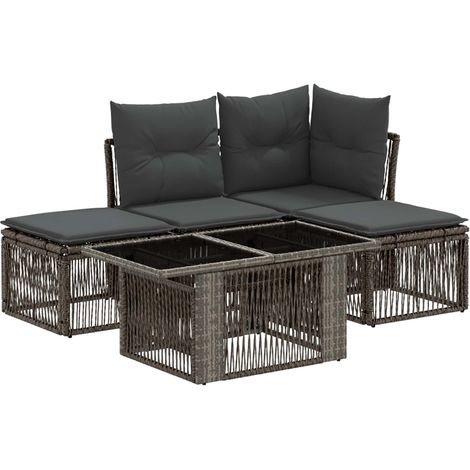 Set Divano da Giardino 5 pz Grigio polyrattan vidaXL (1/5)