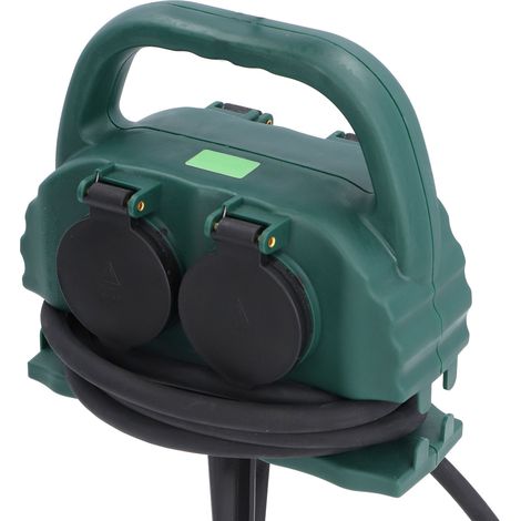 Prise électrique jardin 16A 3680W 4 prises étanche IP44 extérieure sur piquet terre avec couvercle rabattable et câble 2m H07RN F 3G1.5mm² (1/5)