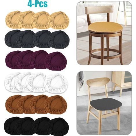 Lot de 4 housses de chaise extensibles en spandex pour chaises de salle à manger et de cuisine. Housses de coussin extensibles pour chaises rondes et carrées.