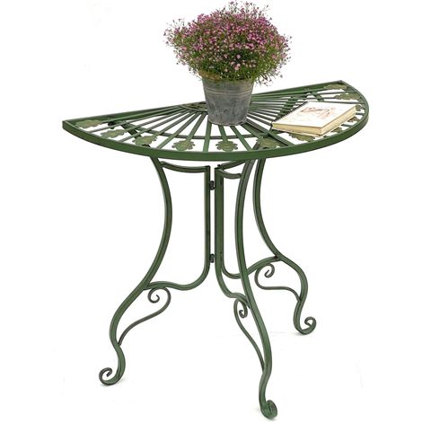 Table semi-circulaire Table murale 93995 Table d'appoint en métal 80 cm Table de jardin Table semi-circulaire Console murale Console murale