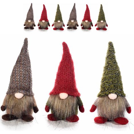 Babbo Natale in stoffa con cappello in lana da appendere o appoggiare - Set da 15 pezzi (1/3)