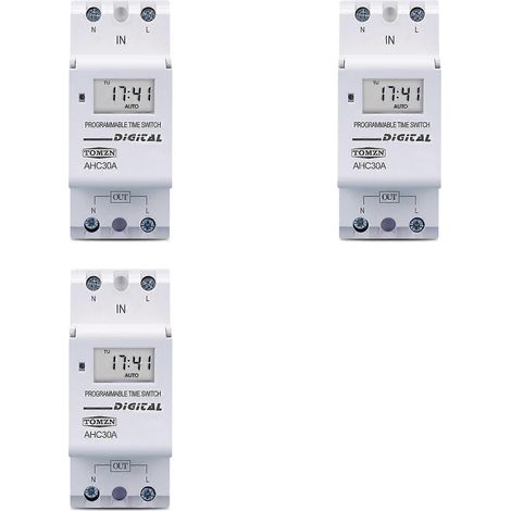 interrupteurs temporisés numériques programmables sur rail DIN TOMZN, 2 fils, 7 jours, 220 V CA, 30 A (1/5)