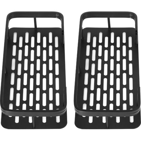 Soavoa Étagère de Douche Double en Aluminium Sans Perçage pour Salle de Bain et Cuisine, Noir, 1 Pièce (1/4)