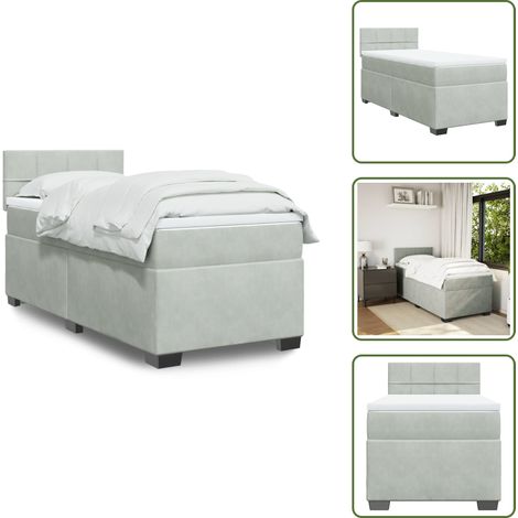 Sommier à lattes de lit et matelas Gris clair 100x200cm Velours - Lit Plateforme - Literie - Literie Haut De Gamme - Matelas Moelleux - Chambre À Coucher