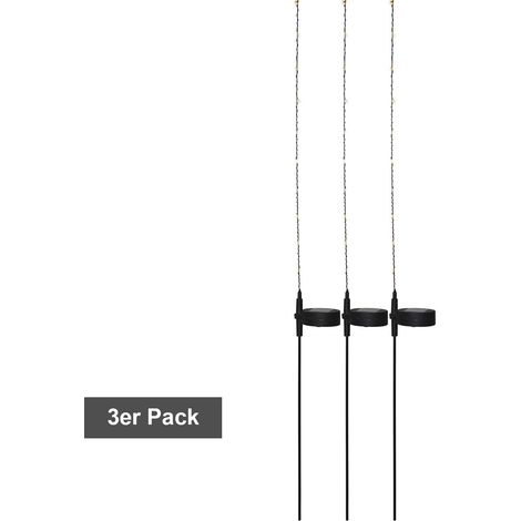 Große Solar Leuchtstäbe ,Flexy' im 3er Set, kabellos, je 10 warmweißes LEDs, H 80cm (1/4)
