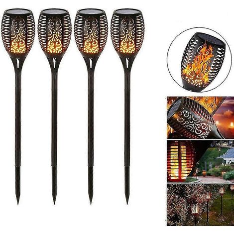 Lampe solaire LED à effet flamme étanche pour la décoration de jardin et d'aménagement paysager, compatible avec les pelouses et les jardins. (1/2)