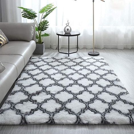 Tapis de décoration, Tapis Shaggy Longues Tapis antidérapant pour Salon Chambre canapé Tapis de Plancher,Super Doux, (Blanche Lanterne, 60 120CM) (1/5)