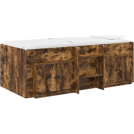 Struttura Letto Loft con Mobile con porta 3 pcs Rovere Fumo vidaXL (1/5)