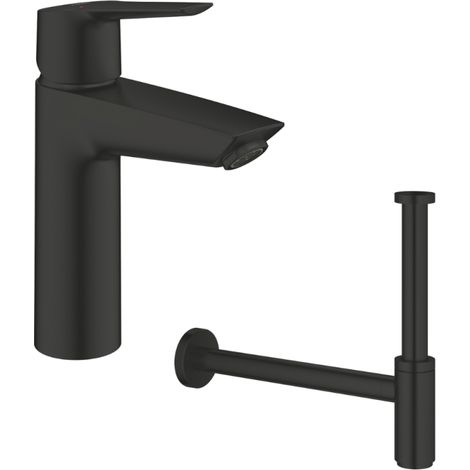 Mezclador de lavabo GROHE Start negro M con sifón negro