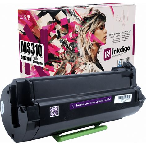 Toner Inkdigo 50F2H00 compatibile con Lexmark MS310d MS415dn MS610dte MS410d, certificato TÜV. (1/5)