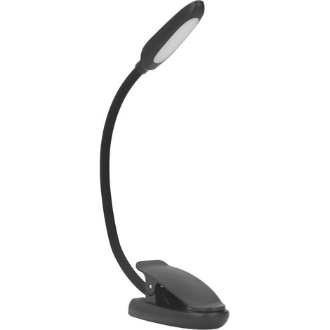 Lampe de lecture à pince avec 6 LED, fonction de chargement USB et col de cygne flexible à 360° pour fixation sur un bureau ou une tête de lit. (1/5)