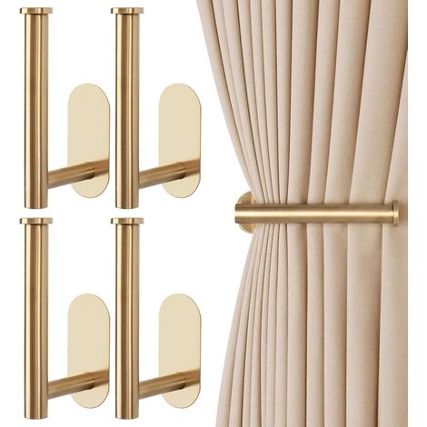 Selbstklebende Gardinenhalter – 4 Stück – Moderne Gardinenhalterungen – Selbstklebend – Gardinenhalter ohne Bohren – Haken – Gardinenclips (1/5)