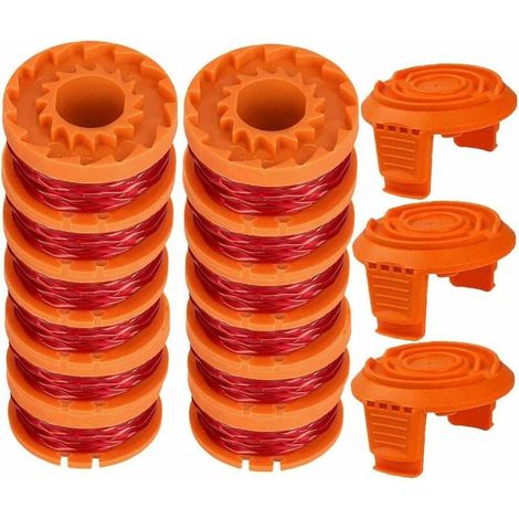 WA0010 Bobine de tondeuse de rechange 0,065 pour Worx WG154 WG163 WG160 WG180 WG175 WG155 WG151 Coupe-fil (12 bobines + 3 capuchons) (1/5)