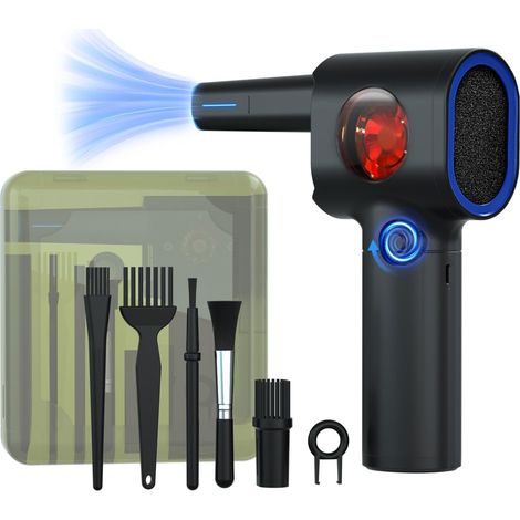 ATEngeus Souffleur Air Comprimé, Dépoussiérants Puissants électrique à vitesse continue avec étui de rangement, Air Comprimé avec LED, Souffleur nettoyeur de clavier pour voiture, PC, maison (1/5)