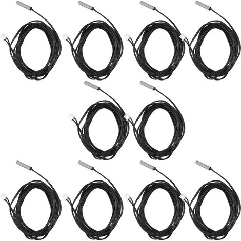 Lot de 10 sondes température NTC thermistance capteur 5x25mm tête cylindrique câble 2m 10K B3950 (1/5)