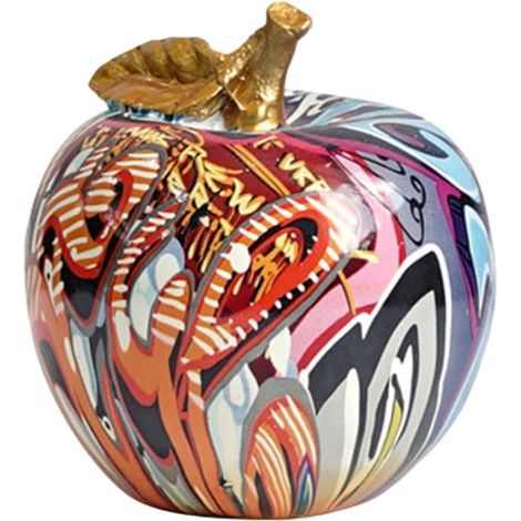 Dekorationsobjekt – Graffiti-Apfel-Figur, Tischdekoration, Apfel-Skulptur, Wohnaccessoire.