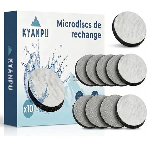 Lot de 10 Disques Filtrants Compatibles Brita MicroDisc - 1500L de Filtration (1 An d'Eau) - Recharge Gourde Filtrante Fill&Go Bouteille & Carafe - Charbon Actif Anti Chlore, PFAS & Goût (1/5)