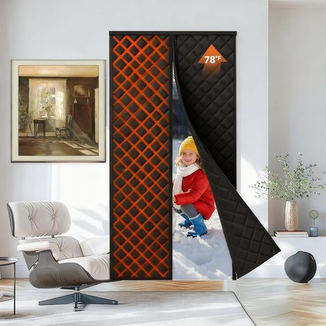Rideau Thermique Magnétique pour Portes, Rideau Isolant Hiver Anti Froid pour Portes 90 x 210 cm, Adapté Aux Portes Coulissantes Verre, Bloque l'air Froid, Réduit Bruit, économise l'énergie (1/5)