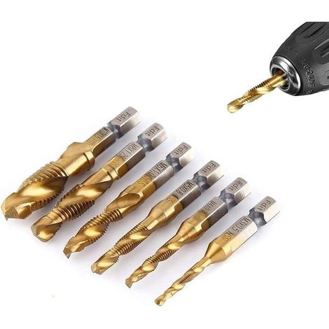 Coffret de 6 tarauds M3 à M10 en acier rapide nitruré – Évacuation efficace des copeaux – Pour machines de taraudage (1/5)