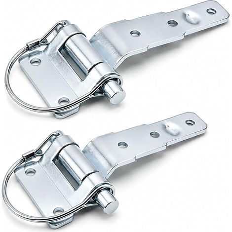 Lot de 2 charnières de remorque galvanisées de 141 mm de type D pour voiture, charnière pliante amovible pour remorque de valise, chariot, porte de jardin, porte de abri, boîte à outils, porte (1/5)