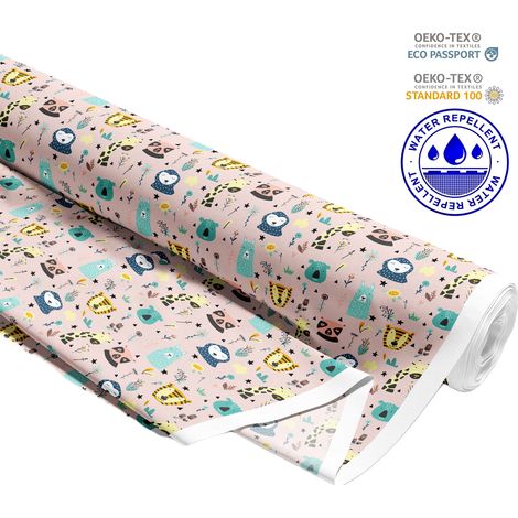 TISSUS DÉCORATIFS D'EXTÉRIEUR OXFORD - Motif animaux sur fond rose I DR116 (1/5)