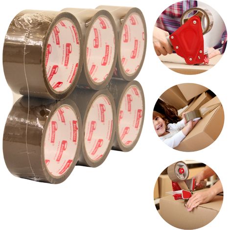 Nastro adesivo da imballaggio marrone, 48 mm x 45 iarde, resistente, confezione da 6 pezzi. (1/4)