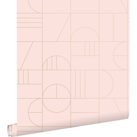 papier peint art déco rose clair et or - ESTAhome (1/5)