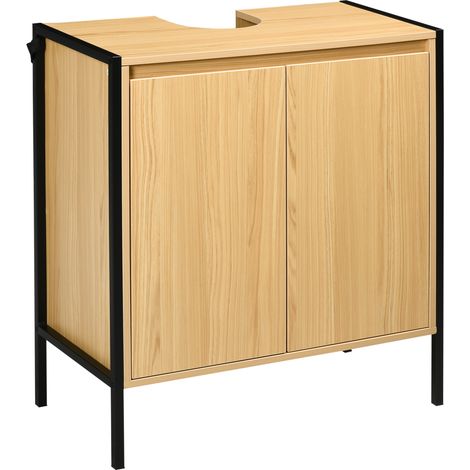Armoire sous lavabo 2 portes étagère bois 60x30x65.2 cm robin