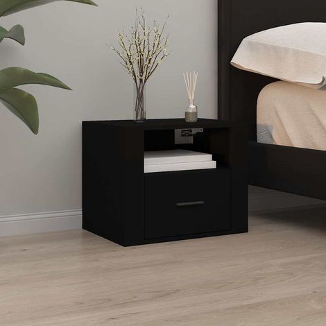 vidaXL Mesita de noche de pared negro 50x36x40 cm (1/5)
