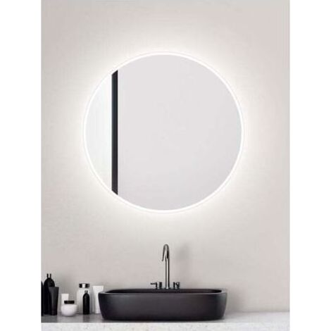 Runder LED-Badezimmerspiegel - Durchmesser: 60 cm - Wandmontierter Spiegel mit Beleuchtung - Geeignet für feuchte Räume dank des Aluminiumgehäuses - Lichtfarbe: Neutralweiß (1/4)