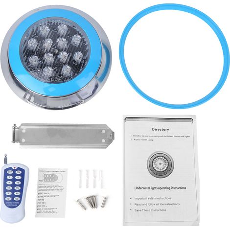 Eosnow 12LED 12W AC12V Schwimmbad Wandleuchte Fernbedienung IP68 Unterwasserlichter Dekoration (1/5)